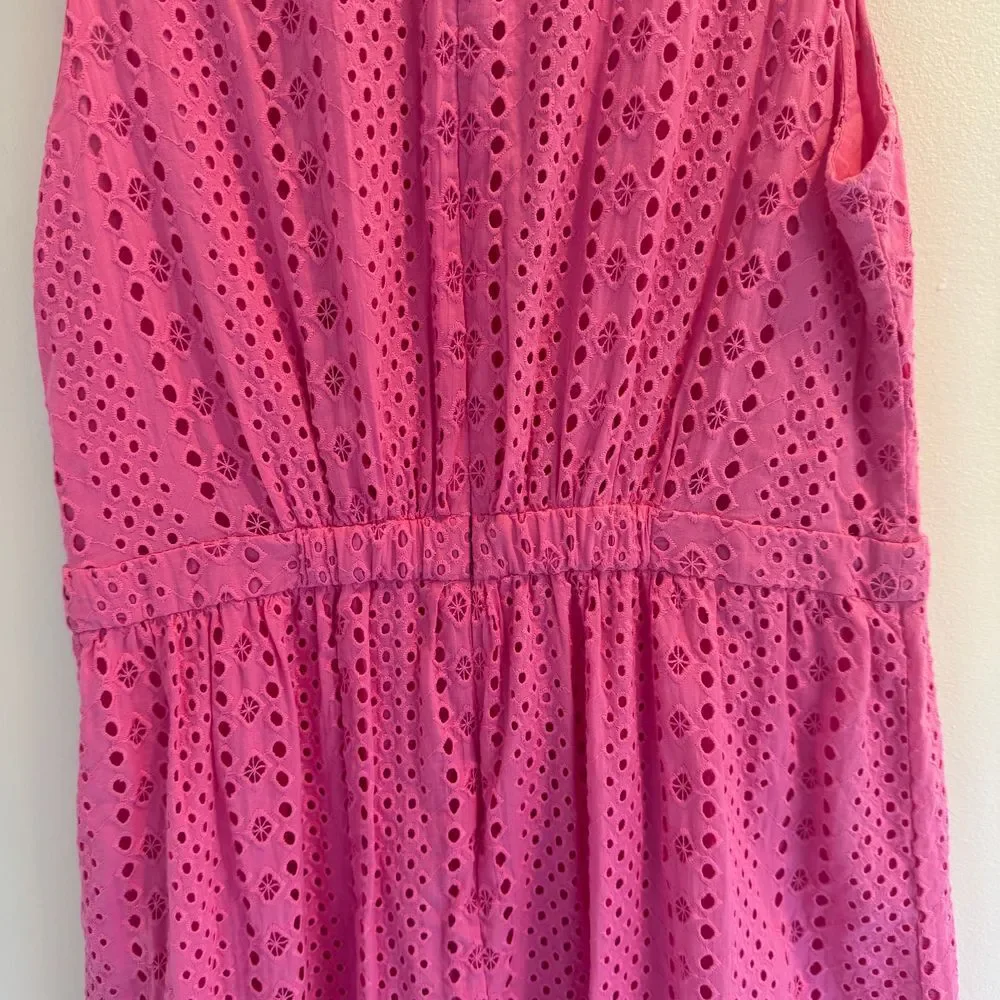 J.‎ Crew Pink Eyelet Lace Lined Midi Dress Size 6 Classic Ruffled Preppy - Picture 8 of 11